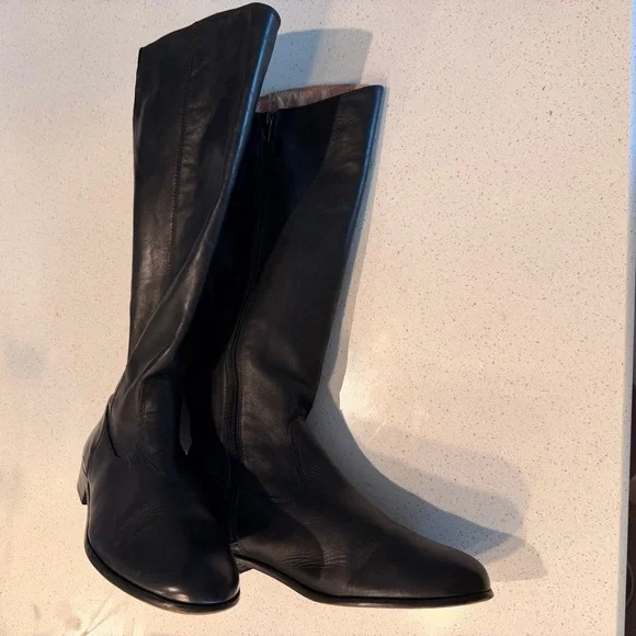 Kenneth Cole New York Black Leather Knee High Riding Boots Zip Women’s 8.5 - Picture 4 of 8